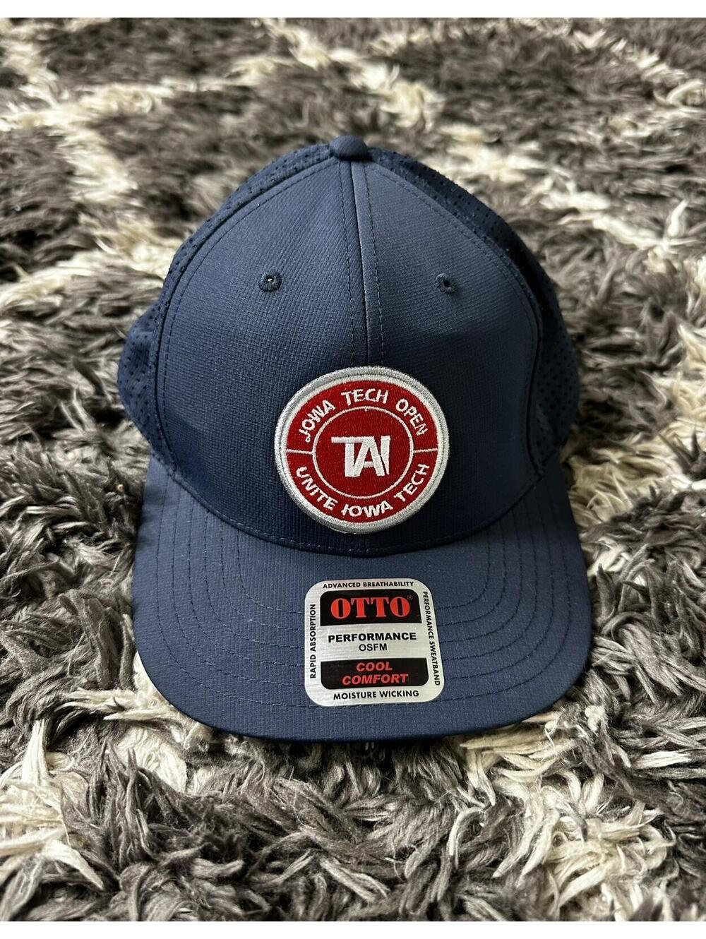 Otto Performance Snapback Hat Iowa Tech Open Moisture Wicking Navy Blue Cap New